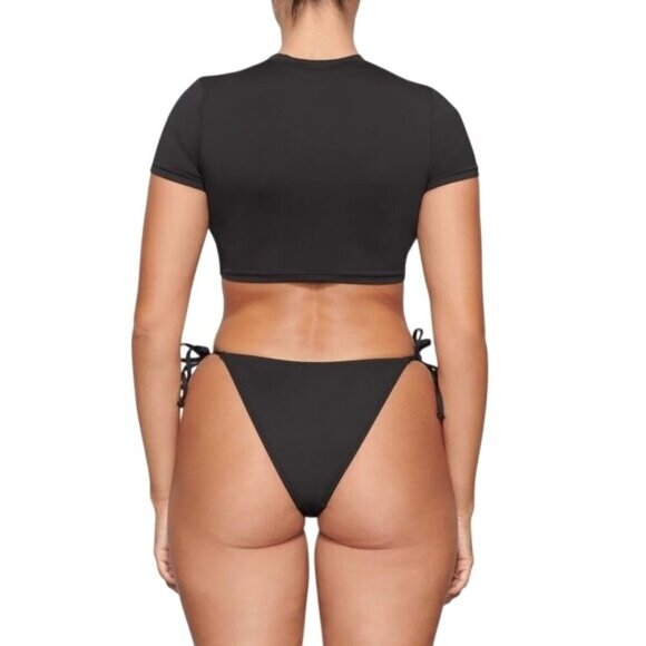 Skims 2X Swim T-Shirt Black Onyx NWT Short Sleeve Crop Top Swimwear - Picture 6 of 6